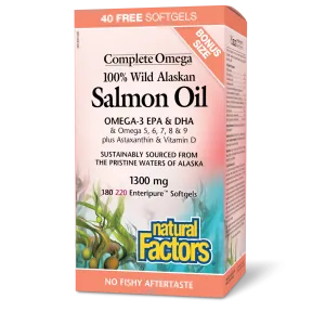 100% Wild Alaskan Salmon Oil 1300 mg, Complete Omega