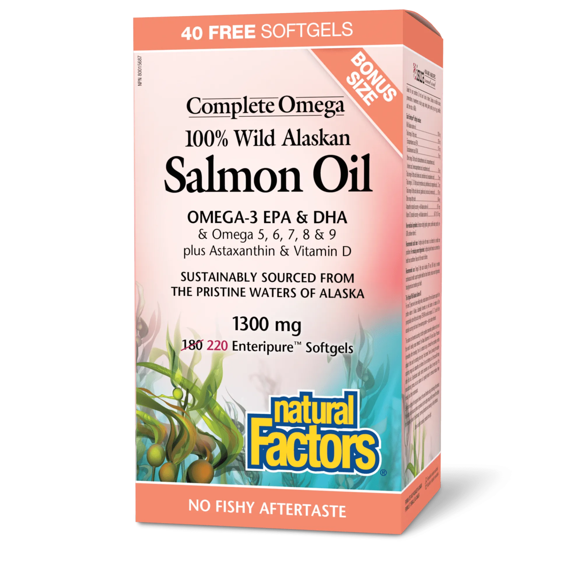 100% Wild Alaskan Salmon Oil 1300 mg, Complete Omega