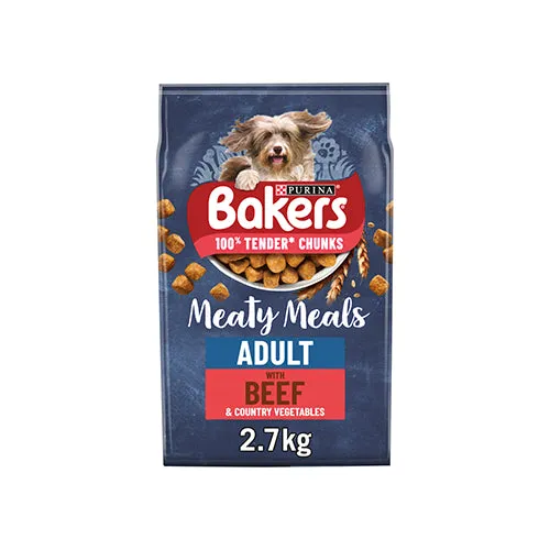 Bakers Meaty Meals Adult With Beef 2.7Kg Dry Dog Food