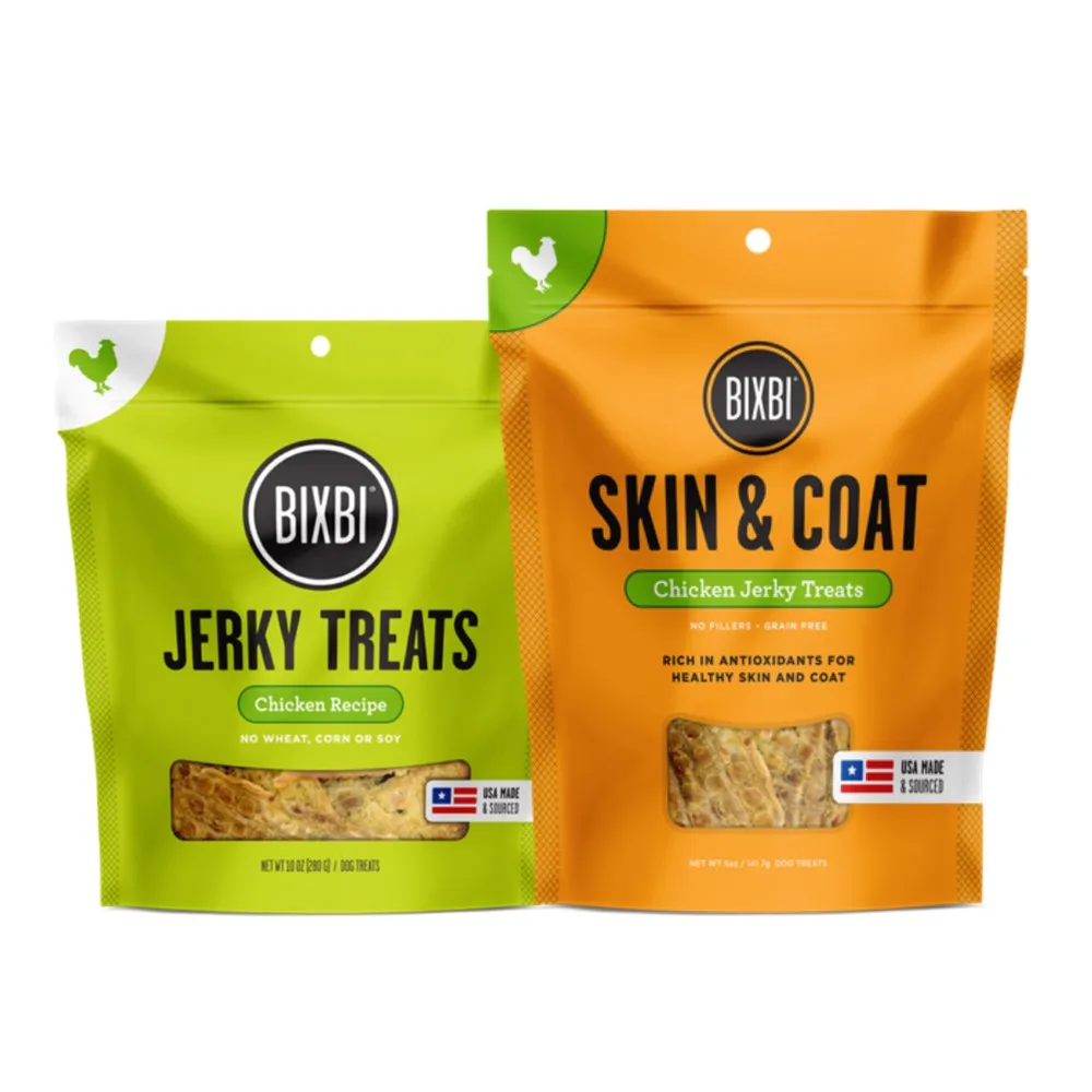 Bixbi Jerky Skin & Coat   Jerky Original Chicken Dog Treats Bundle