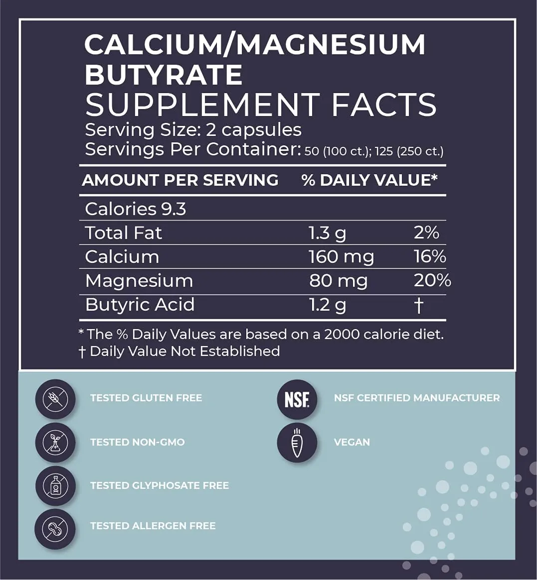 BodyBio Butyrate with Calcium & Magnesium 250 Capsules