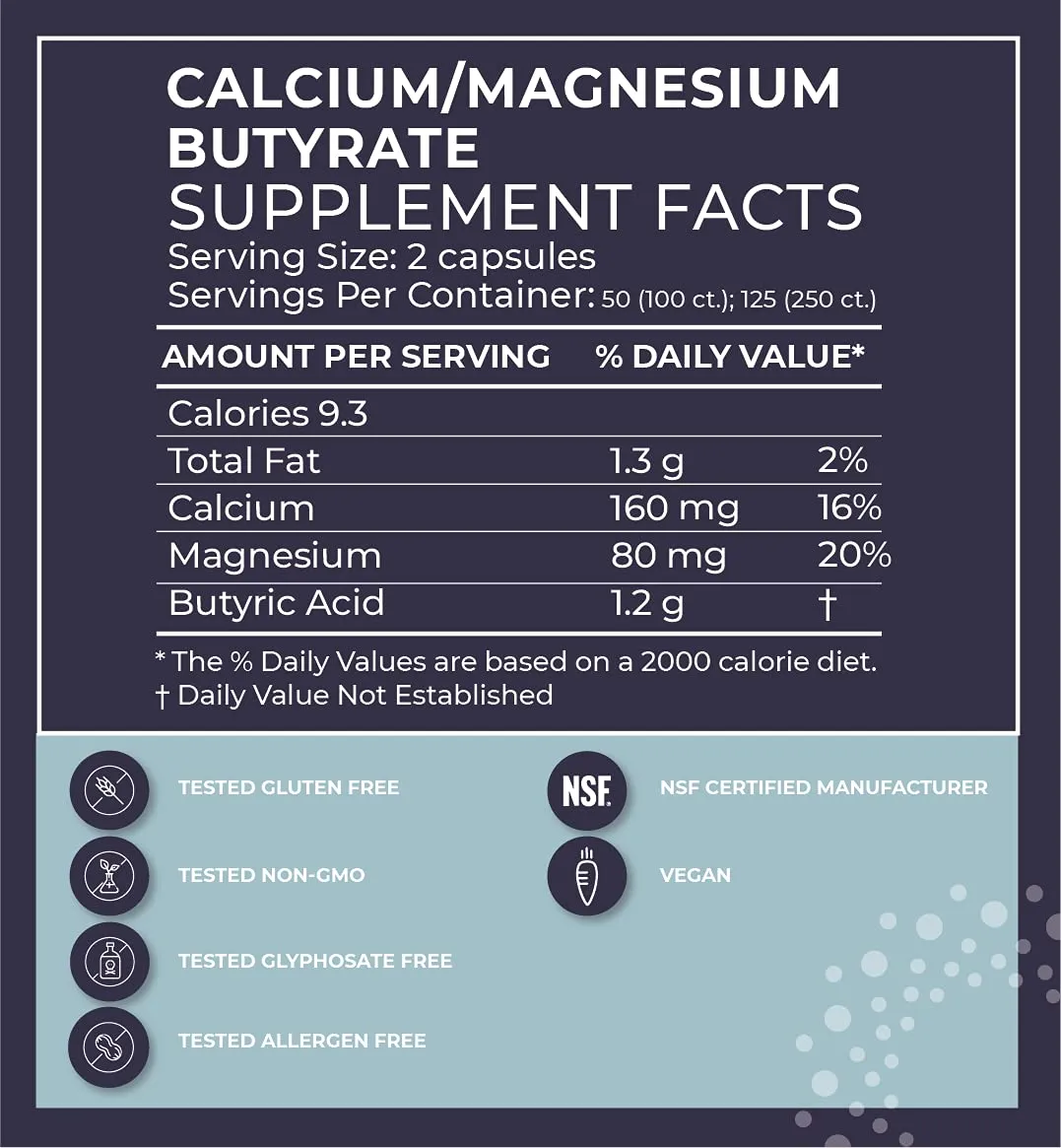 BodyBio Butyrate with Calcium & Magnesium 250 Capsules