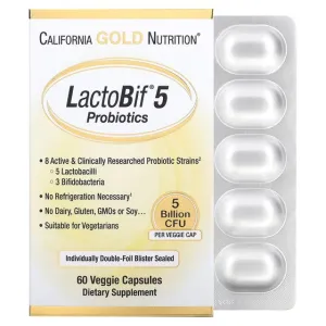 California Gold Nutrition Probiotics LactoBif, 60 Veggie Capsules