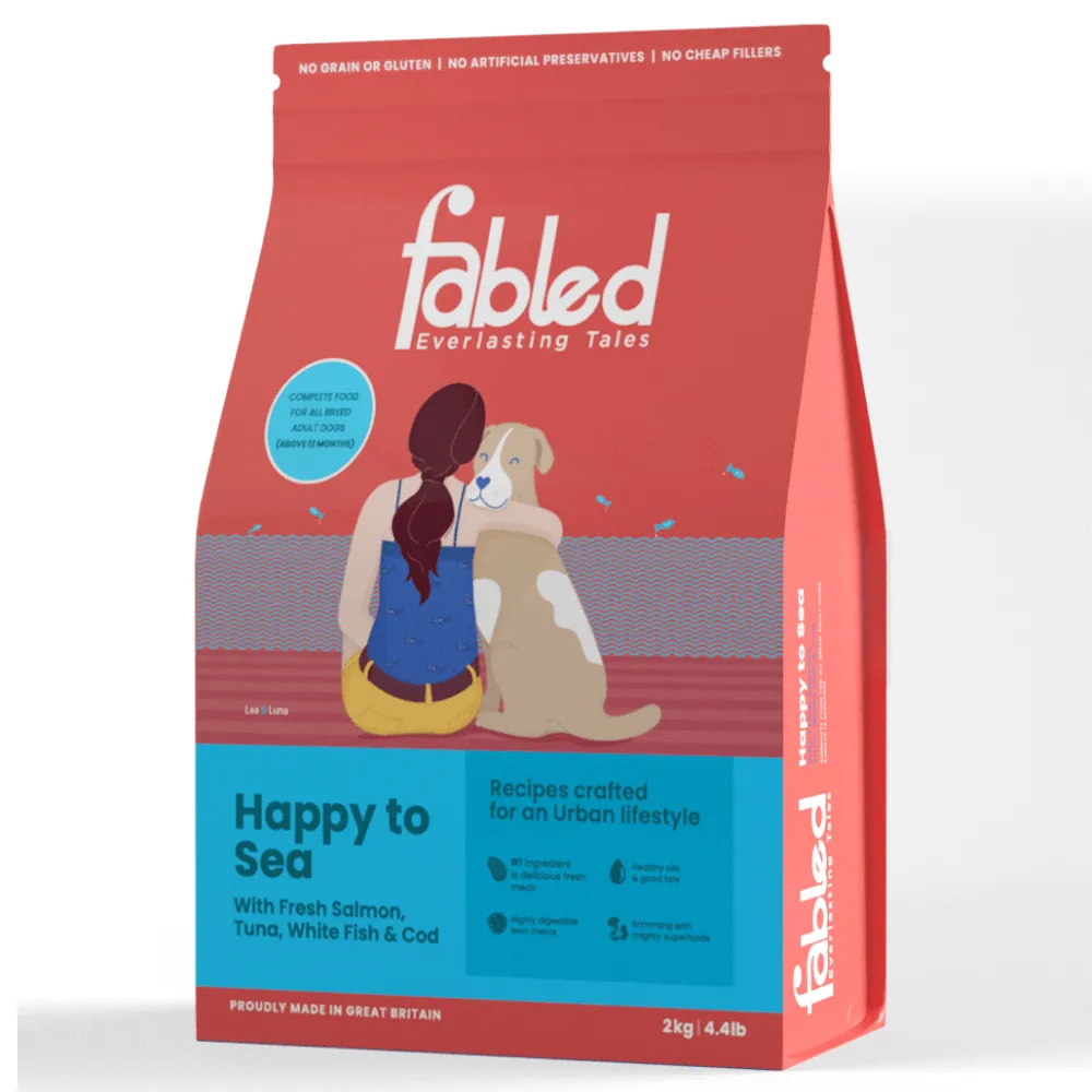 Fabled Happy to Sea Fresh Salmon Tuna White Fish and Cod Adult Dog Dry Food