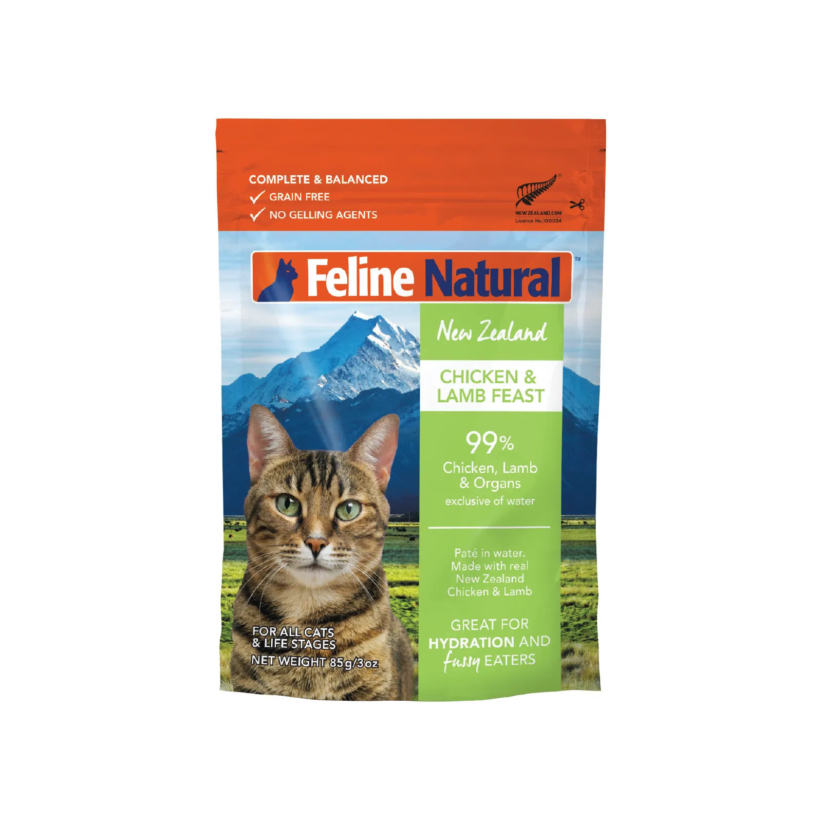 Feline Natural Grain Free Pouches Chicken & Lamb Feast 85g x 12