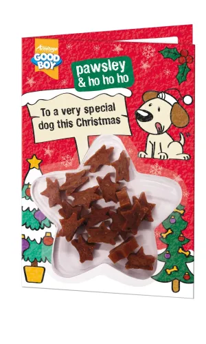 Good Boy Dog Christmas Card with Meaty Treats