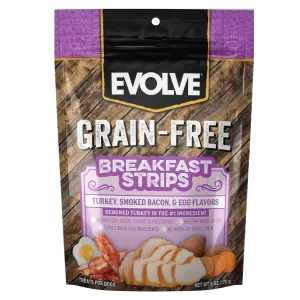 Grain Free Breakfast Strips Dog Treats | 6 oz, 25 oz | Evolve