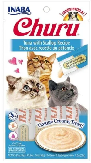 Inaba Churu Tuna with Scallop Recipe Creamy Cat Treat - 4 count