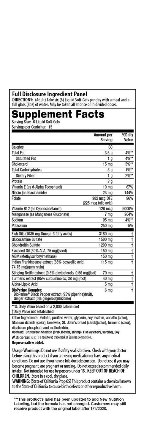 Irwin Naturals 3-In-1 Joint Formula 90 Softgels