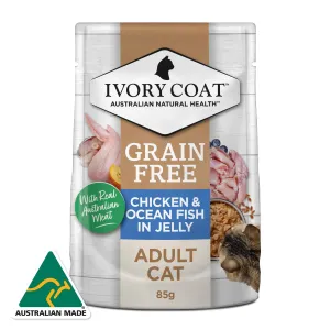 Ivory Coat Grain Free Adult Chicken Fish Jelly Cat Wet Food 85g x 12