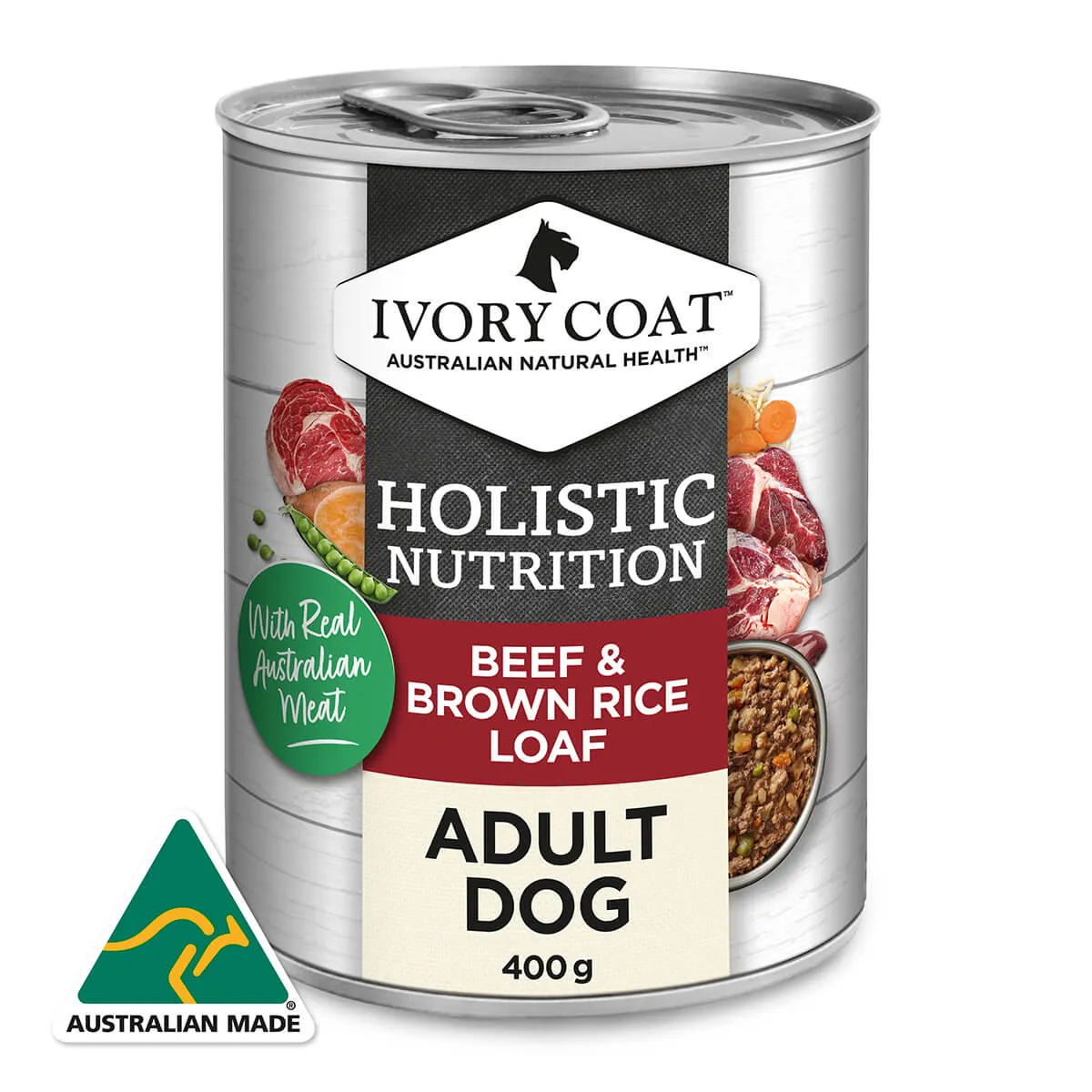 Ivory Coat Holistic Nutrition Adult Wet Dog Food Beef & Brown Rice Loaf 400g