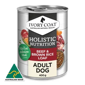 Ivory Coat Holistic Nutrition Adult Wet Dog Food Beef & Brown Rice Loaf 400g