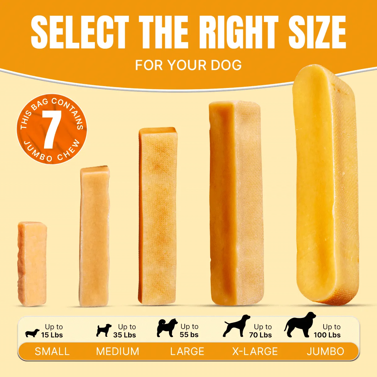 Jumbo Long Lasting Dog Chew for Heavy Chewers - 7 sticks