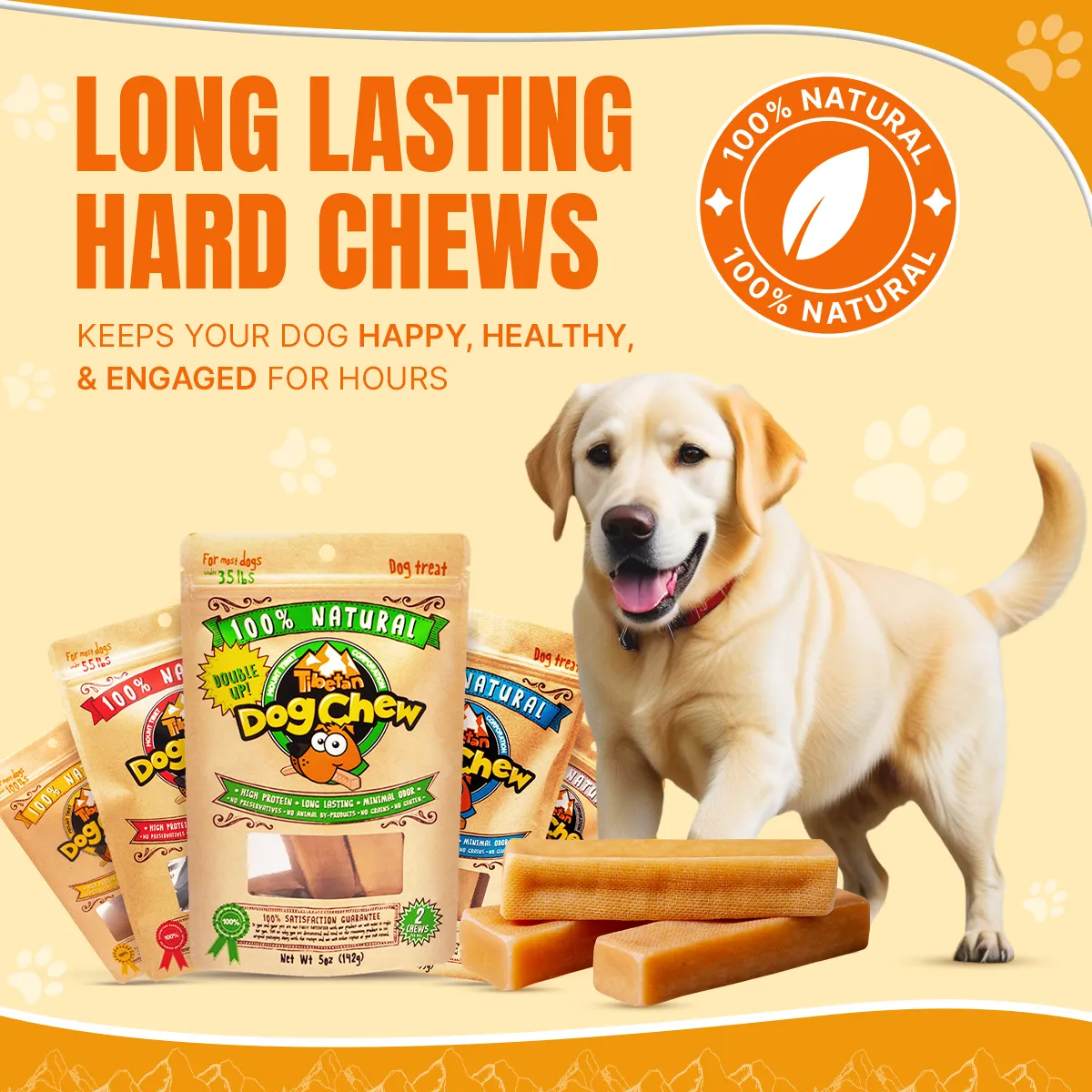 Jumbo Long Lasting Dog Chew for Heavy Chewers - 7 sticks