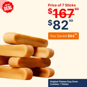 Jumbo Long Lasting Dog Chew for Heavy Chewers - 7 sticks