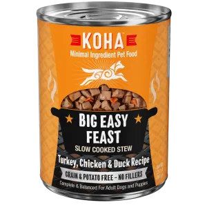 KOHA Grain & Potato Free Big Easy Feast Slow Cooked Stew with Turkey, Chicken & Duck Canned Dog Food