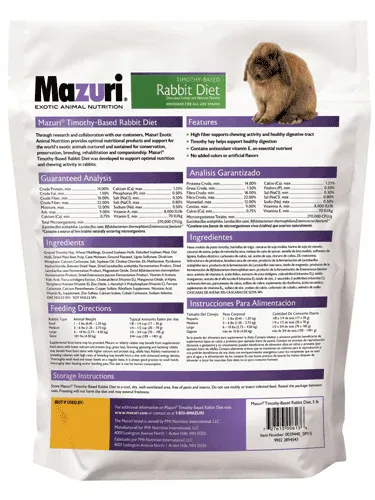 Mazuri Timothy Rabbit Diet 5lb