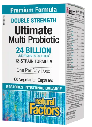 Natural Factors Double Strength Ultimate Multi Probiotic 24 Billion 60 Vegetarian Capsules