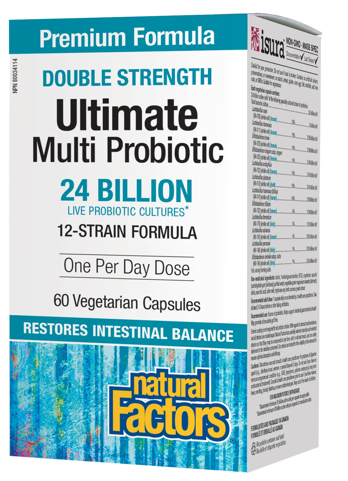 Natural Factors Double Strength Ultimate Multi Probiotic 24 Billion 60 Vegetarian Capsules