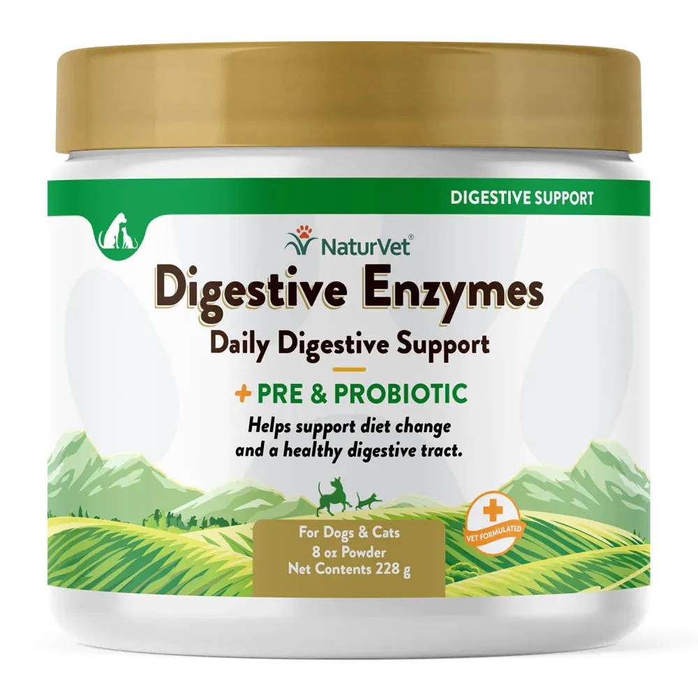 NaturVet Digestive Enzymes plus Pre & Probiotic Powder for Cats and Dogs