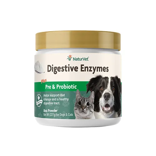 NaturVet Digestive Enzymes Powder with Prebiotics and Probiotics