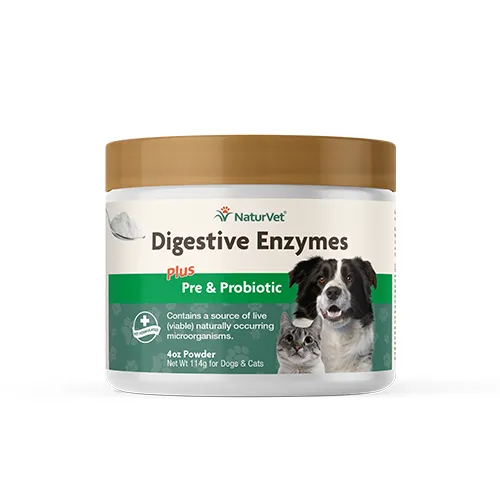 NaturVet Digestive Enzymes Powder with Prebiotics and Probiotics