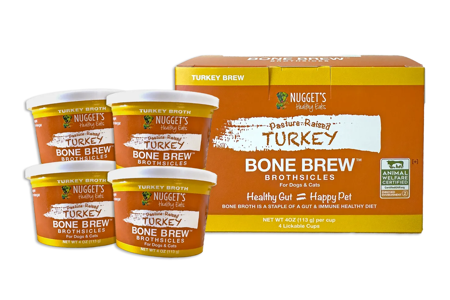 Nugget's Healthy Eats Pasture-Raised Certified Humanely Sourced Turkey Brothsicles Bone Brew for Dogs and Cats