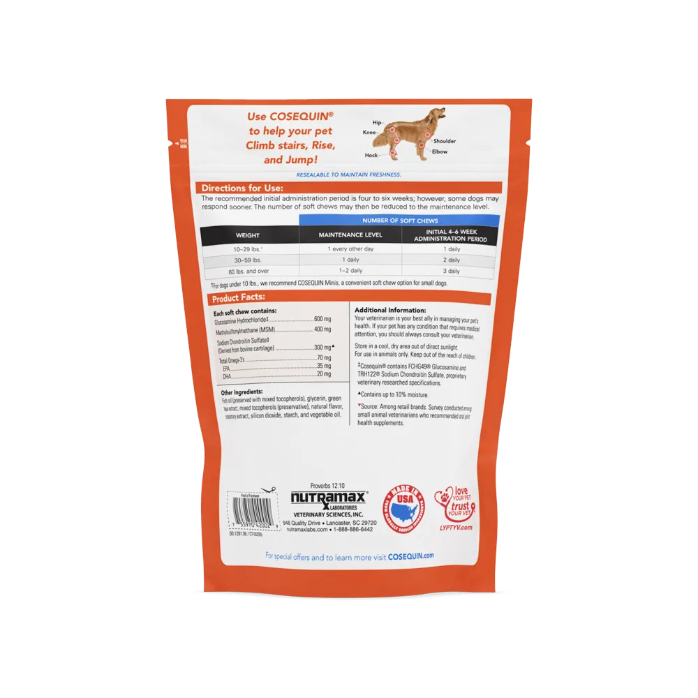 Nutramax Cosequin Joint Health Supplement for Dogs - With Glucosamine, Chondroitin, MSM, and Omega-3's