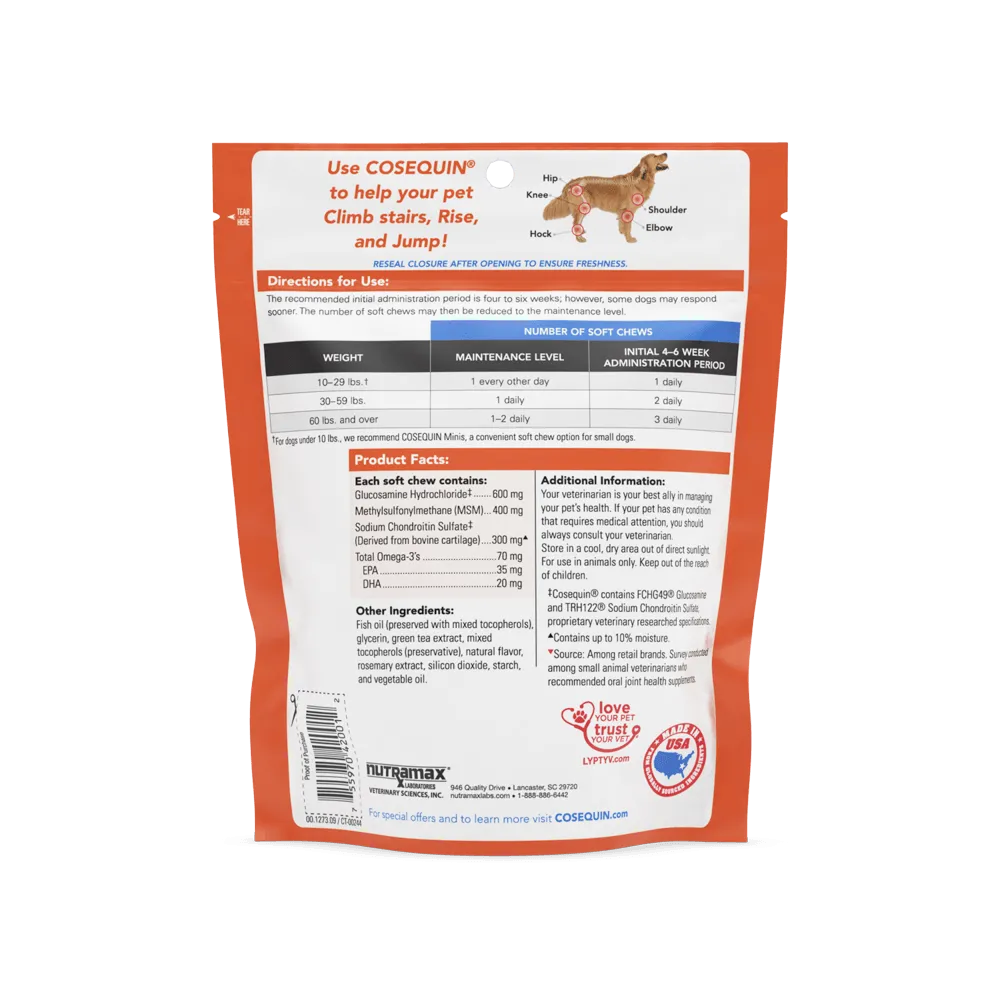 Nutramax Cosequin Joint Health Supplement for Dogs - With Glucosamine, Chondroitin, MSM, and Omega-3's