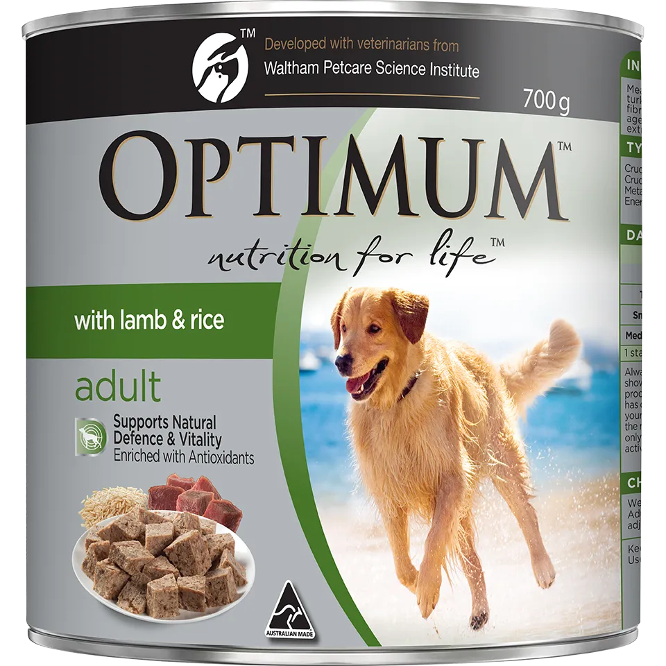 Optimum Lamb & Rice Wet Dog Food 700G