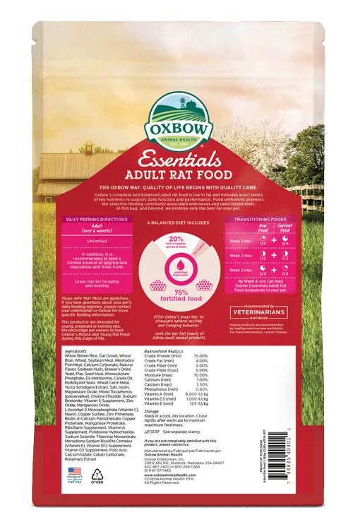 Oxbow Essentials - Adult Rat Food (3 lbs)