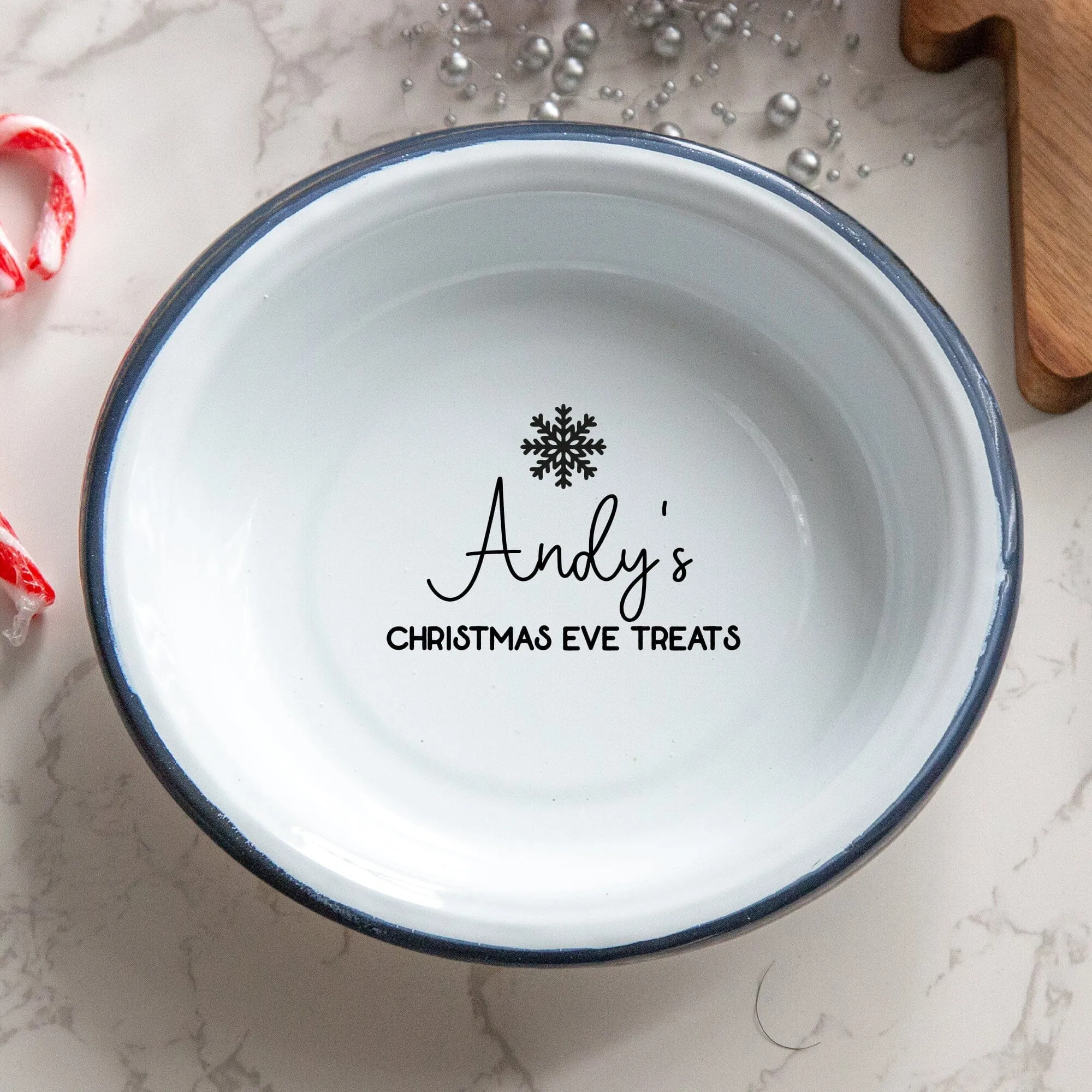 Personalised Christmas Treats Enamel Bowl