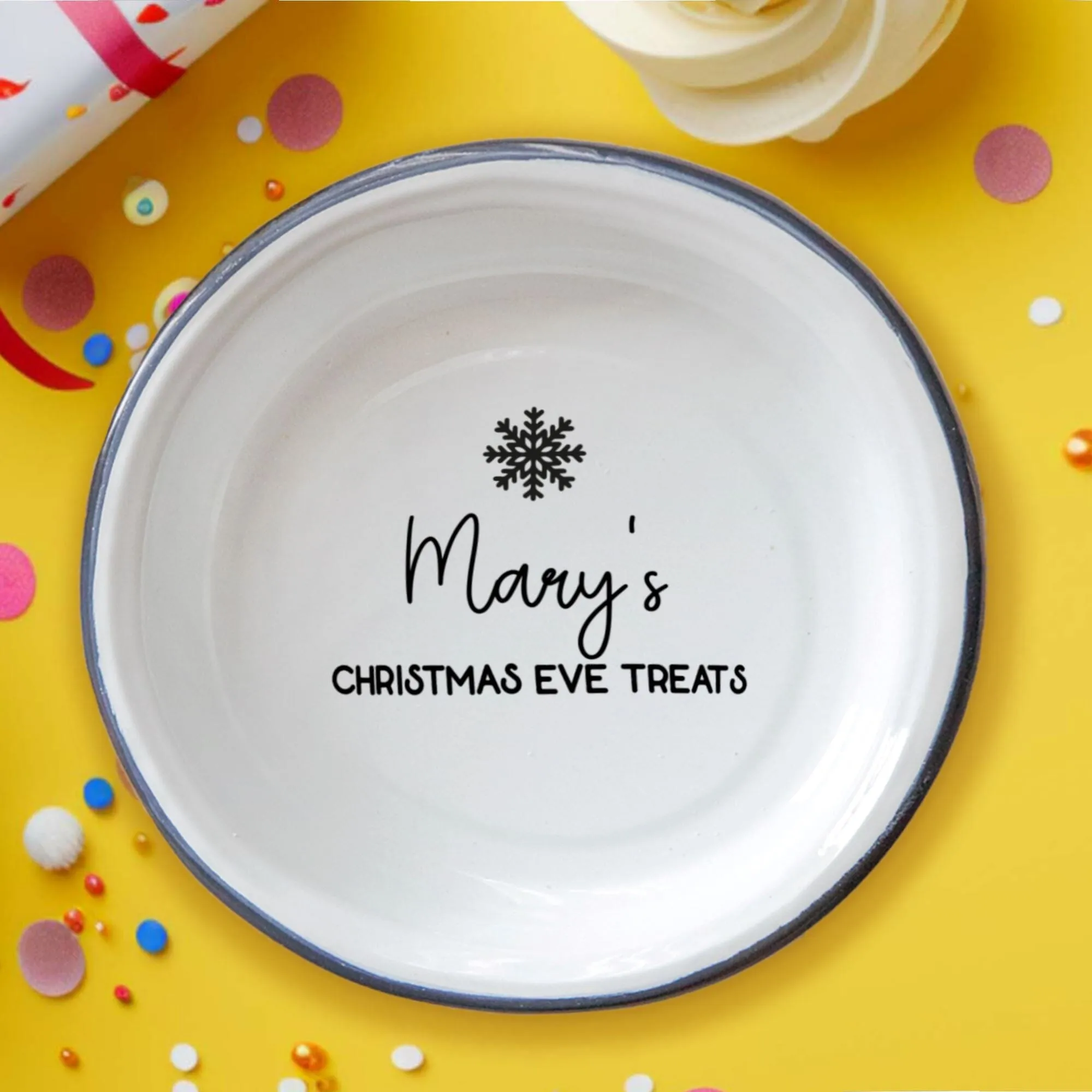 Personalised Christmas Treats Enamel Bowl