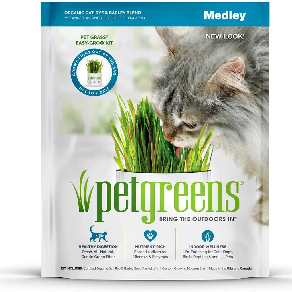 Pet Greens Medley Pet Grass Self-Grow Kit Organic Oat, Rye, & Barley Blend, 3-oz