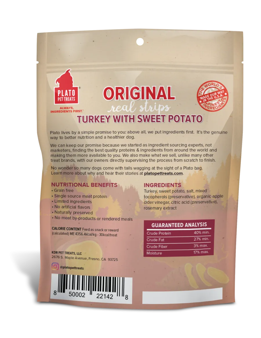 Plato Original Real Strips Turkey & Sweet Potato Treats