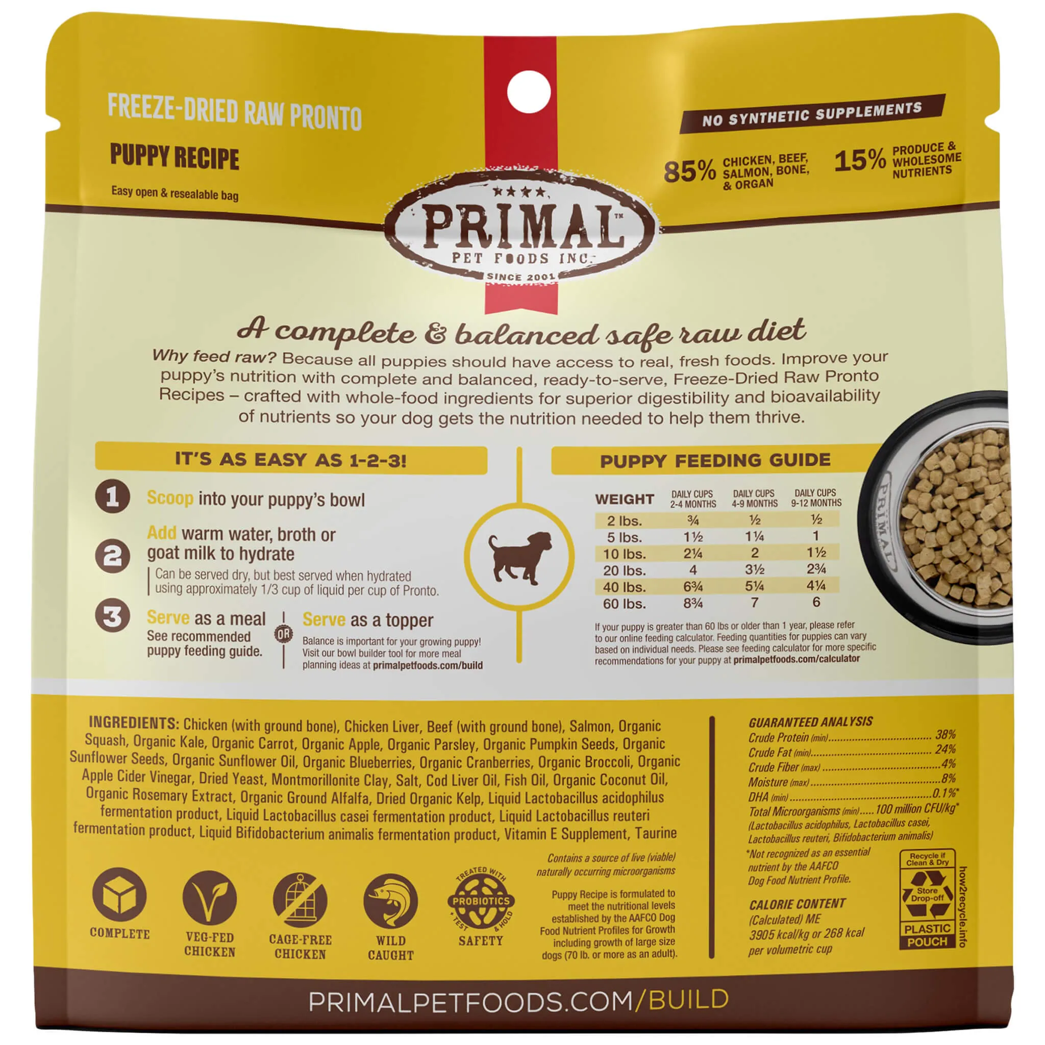 Primal Pet Foods Pronto Freeze-Dried Raw Puppy Food