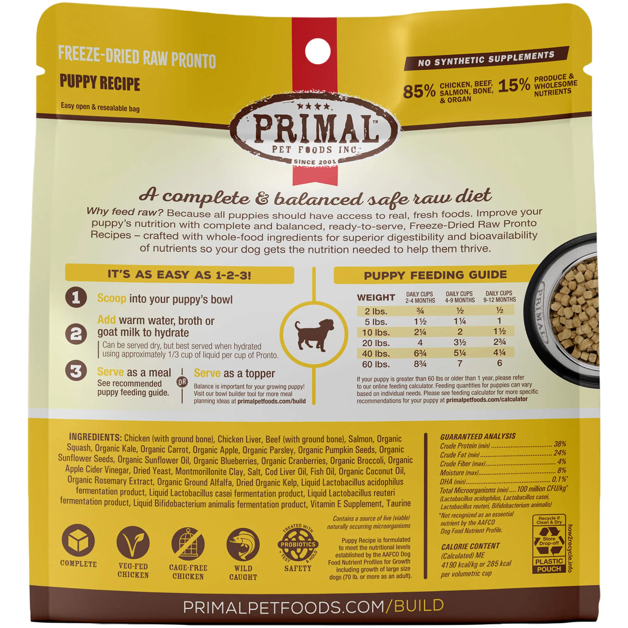 Primal Pet Foods Pronto Freeze-Dried Raw Puppy Food