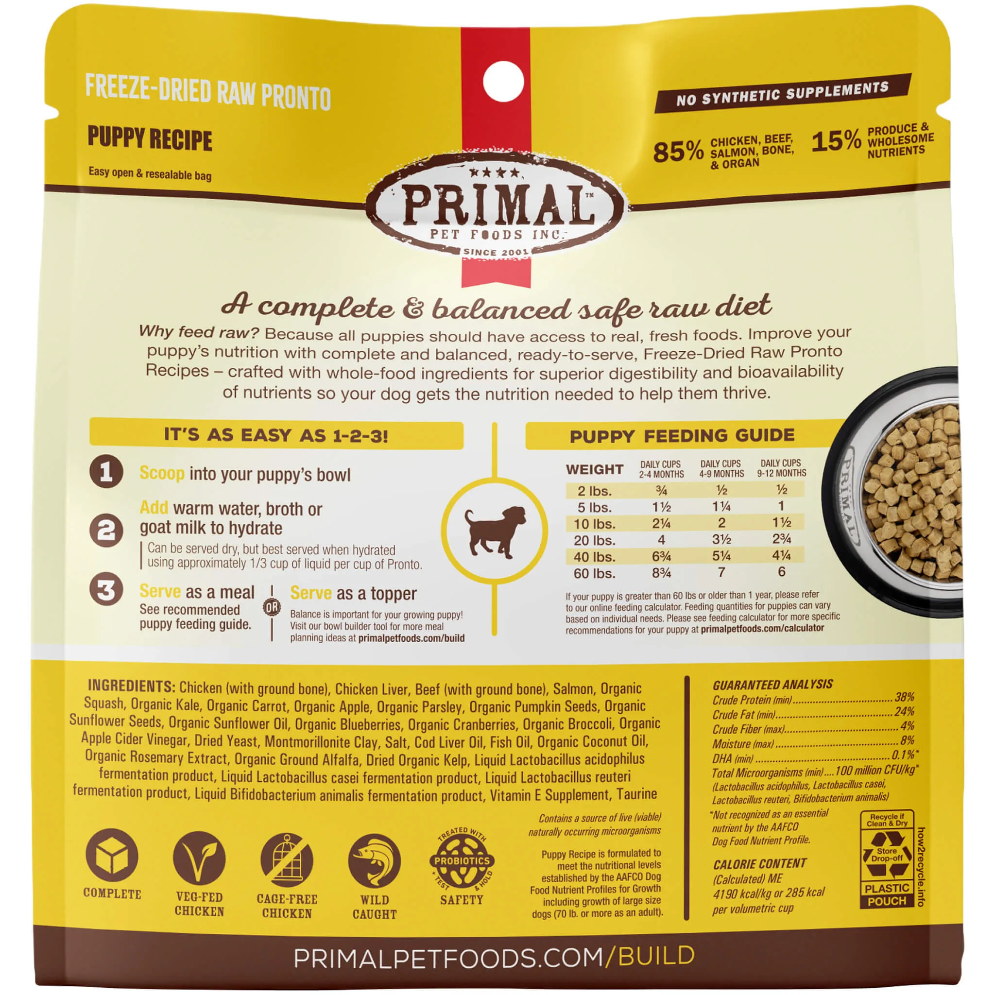 Primal Pet Foods Pronto Freeze-Dried Raw Puppy Food