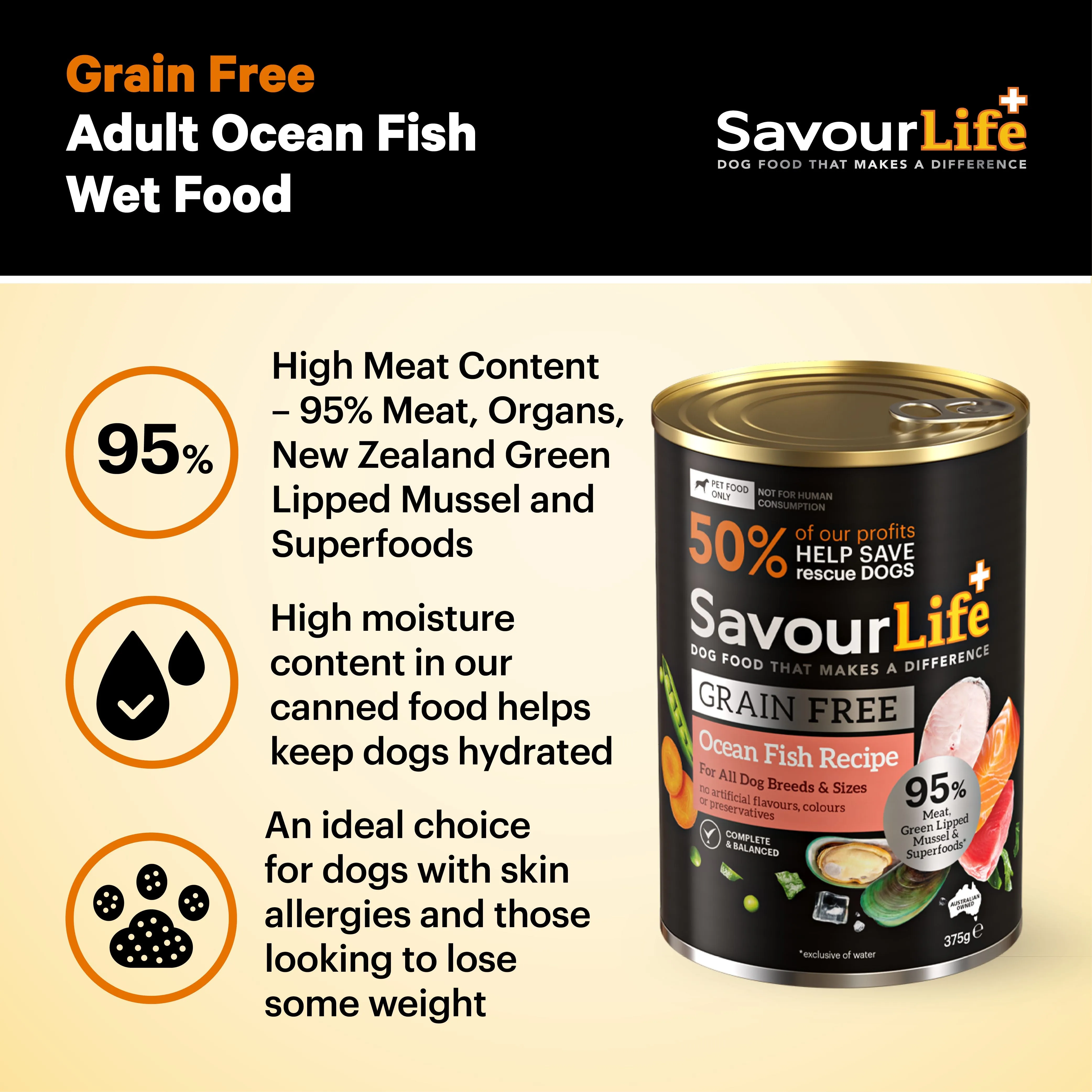 Savourlife Grain Free Ocean Fish Adult Dog Wet Food 375g X12^^^