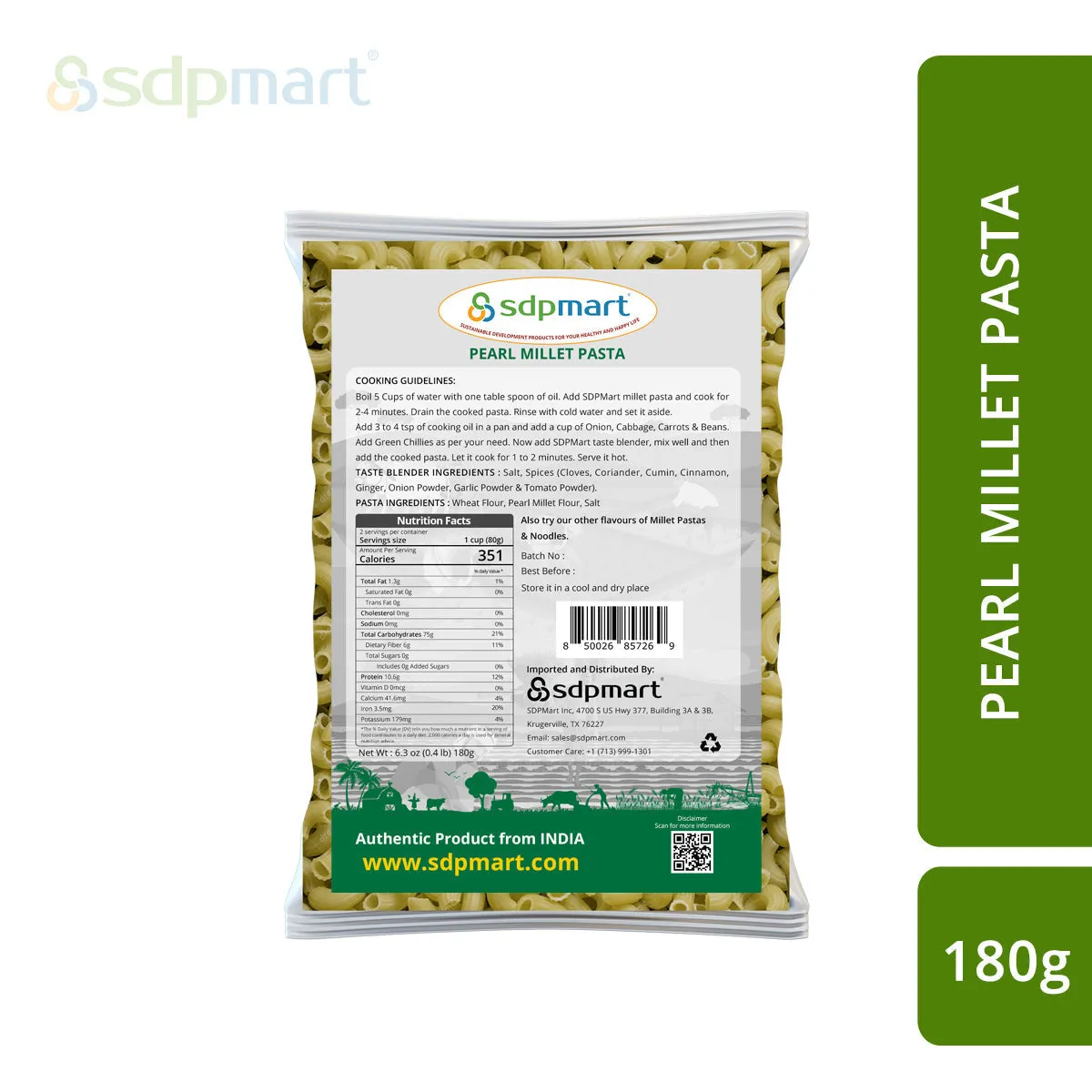 SDPMart Pearl Millet Pastas 180g