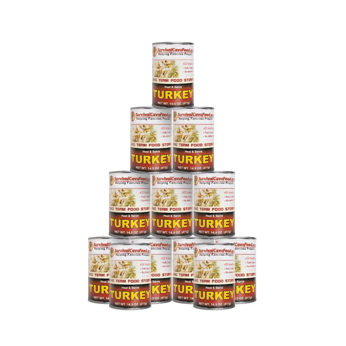 Survival Cave Ready-to-Eat Canned Turkey Food Storage 14.5 oz - 12 cans (60 servings)