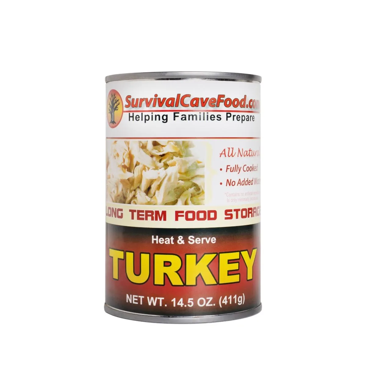 Survival Cave Ready-to-Eat Canned Turkey Food Storage 14.5 oz - 12 cans (60 servings)