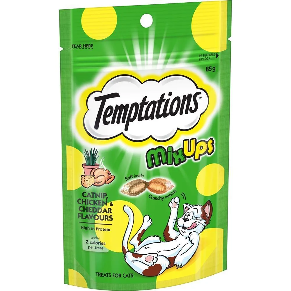 Temptations Catnip Chicken and Cheddar Mixups Cat Treats 85g