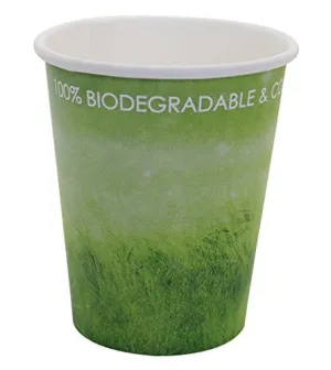 Yes!Fresh 8oz Disposable Hot Beverage Paper Coffee Cups for Parties,Picnics,Barbecues,Travel and Events, Eco-friendly,100% Blodegradable&Compostable (8 oz, 50 Count,Green)