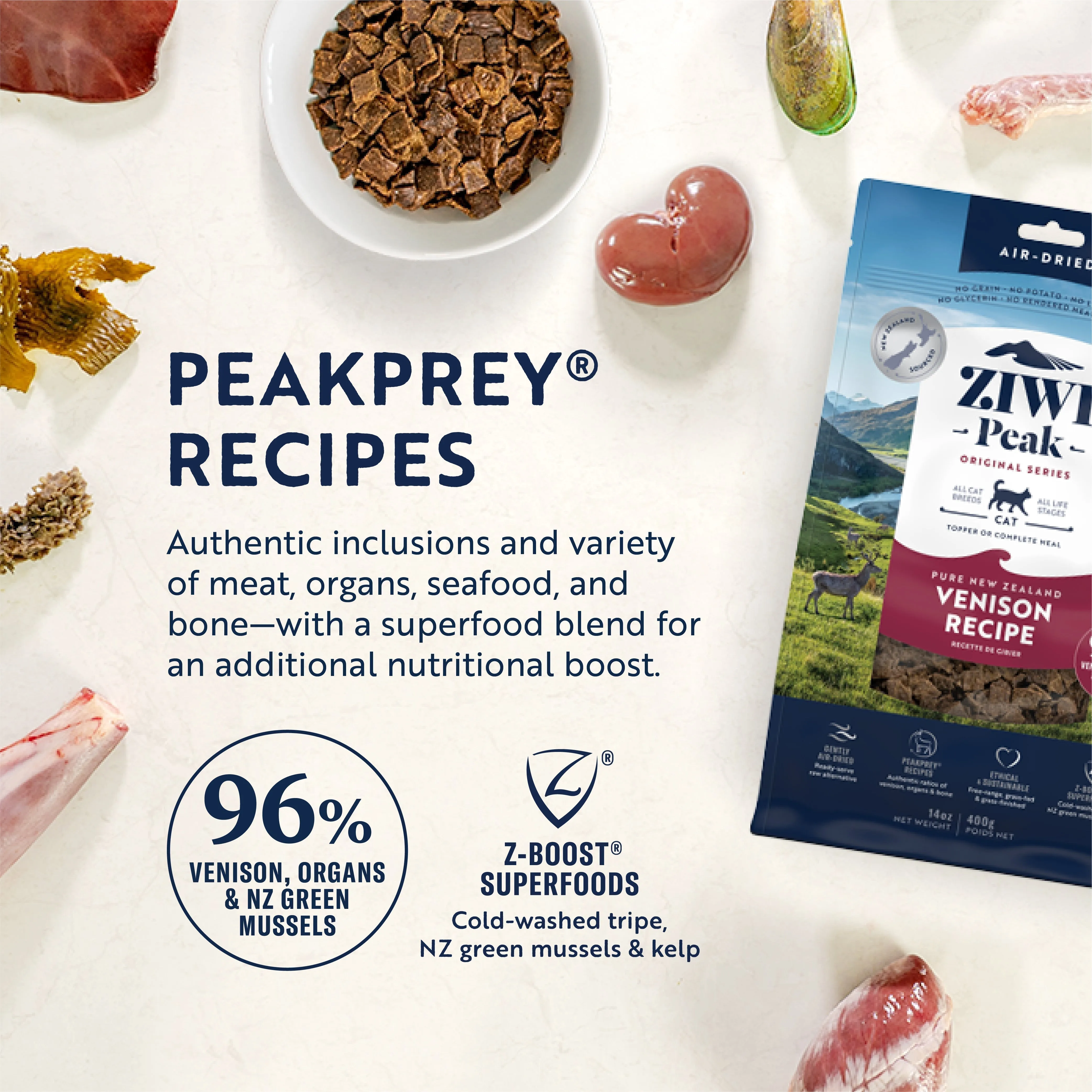 ZIWI Peak Air Dried Venison Recipe Cat Food 400g